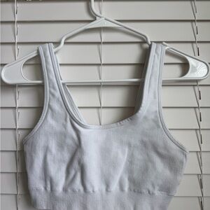 aerie White Ribbed Seamless Crop Bralette Tank